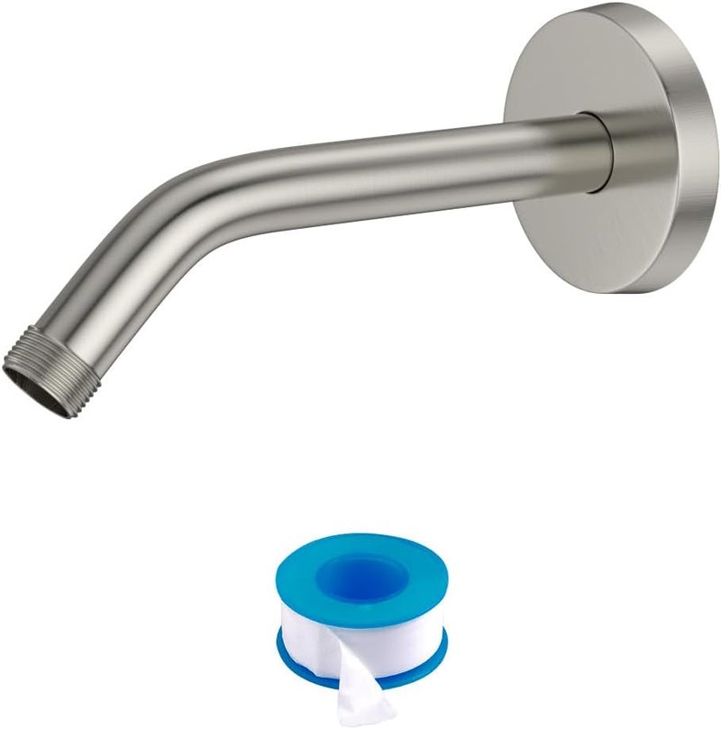 Lordear Shower Arm with Flange - 6 Inch Wall Mounted Angle Replacement Shower Arm Brushed Nickel 304 Stainless Steel Shower Head Arms - Image 1